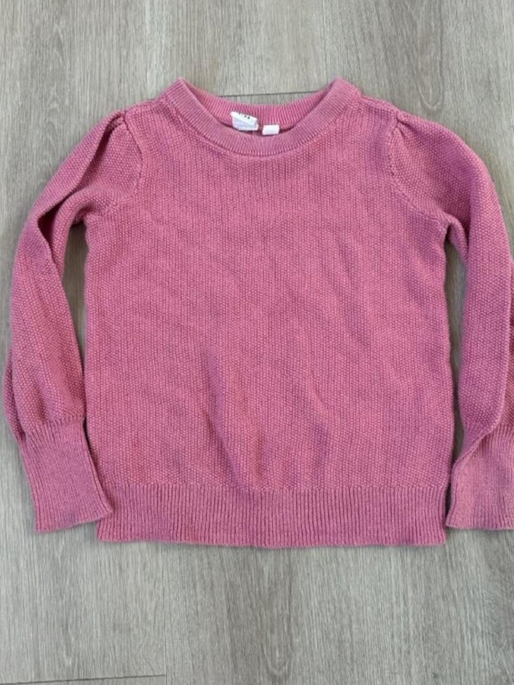Gap Kids Pink Knit Crewneck Sweater Girls Size Small Textured Ribbed Pullover